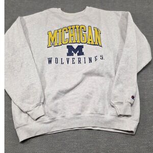 Champion Michigan Wolverines Sweatshirt Mens XL Gray Pullover Crewneck NCAA